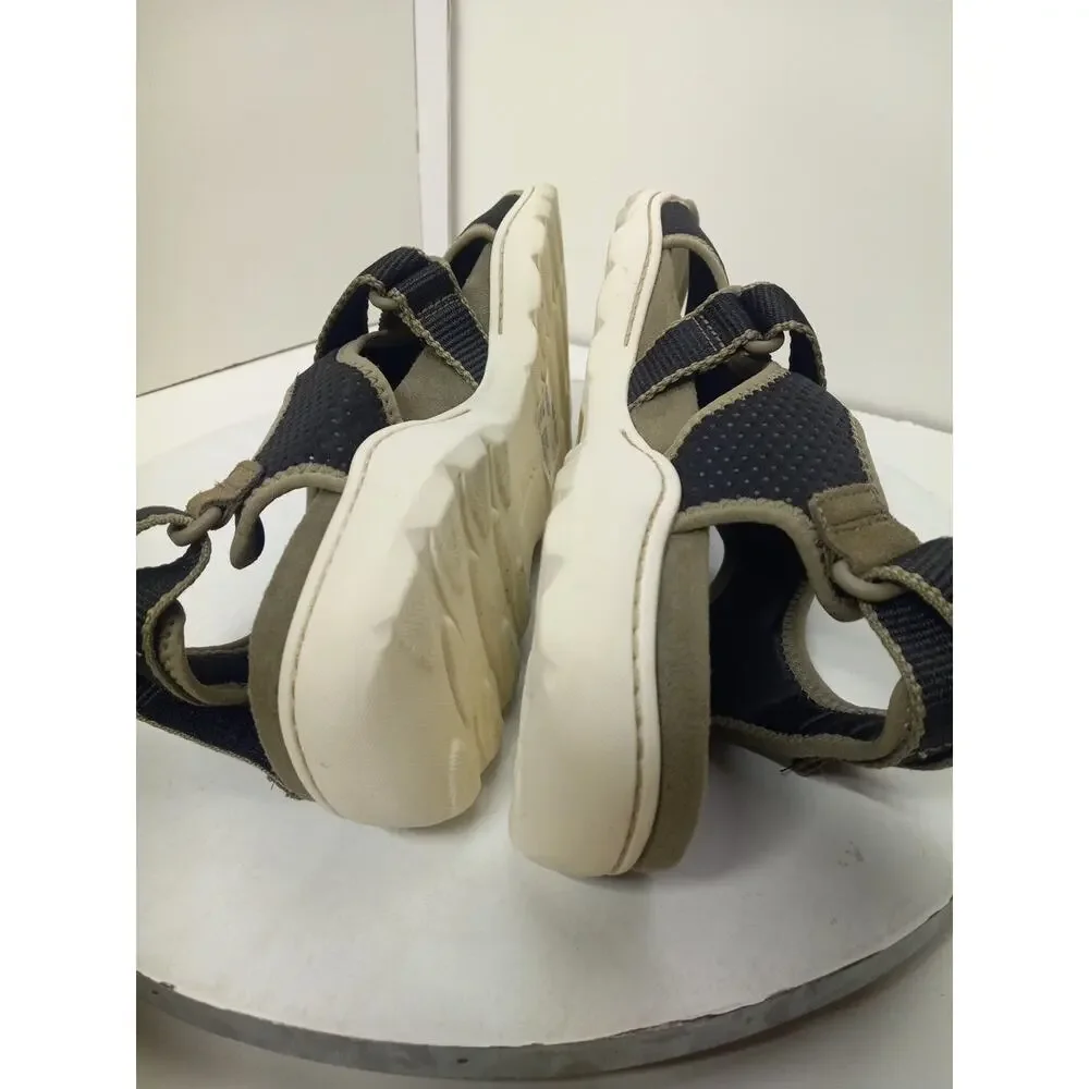 Clarks Womens Size 11 Amanda Stroll Flat Sandals Black Olive Outdoor Open Toe